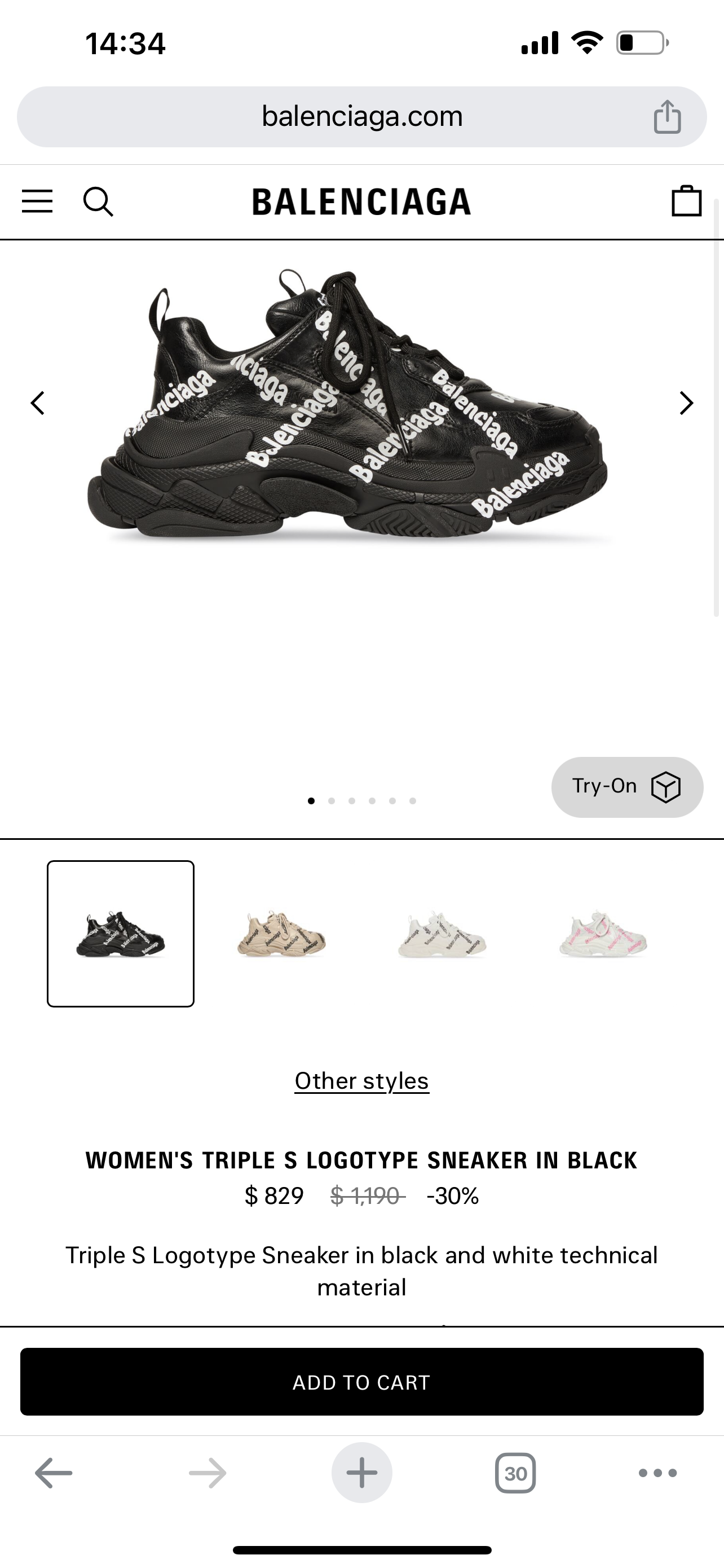 Balenciaga TRIPLE S LOGOTYPE SNEAKER IN BLACK