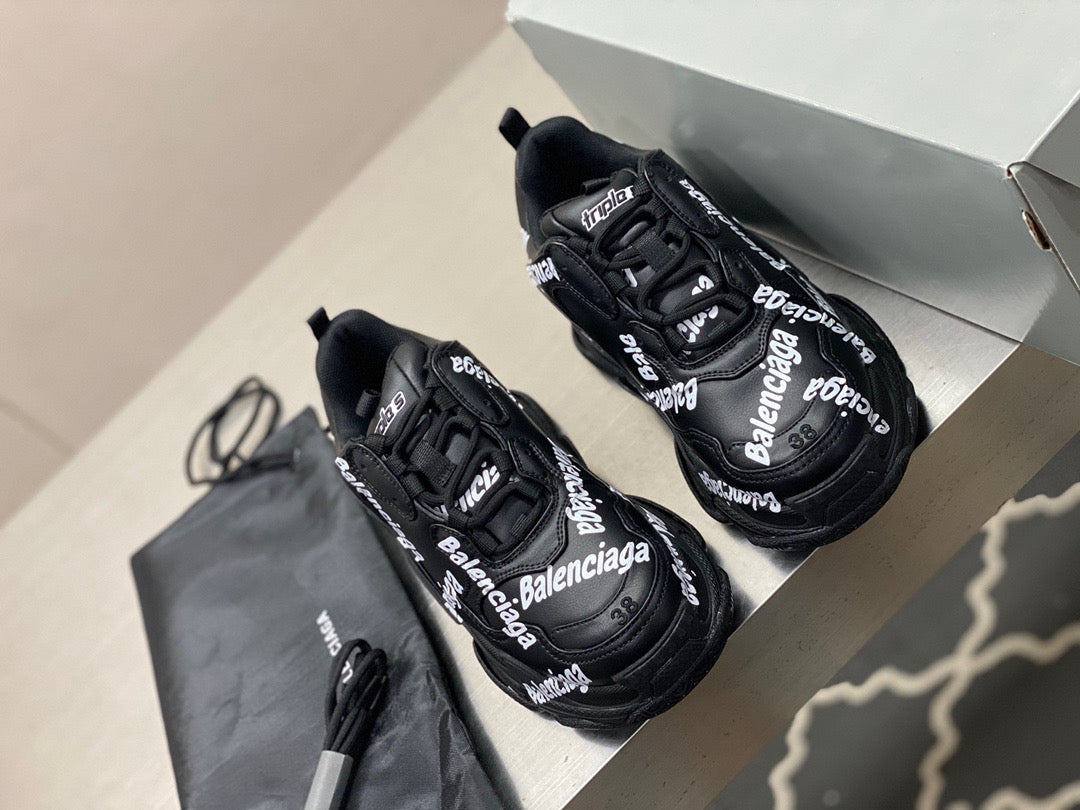 Balenciaga TRIPLE S LOGOTYPE SNEAKER IN BLACK