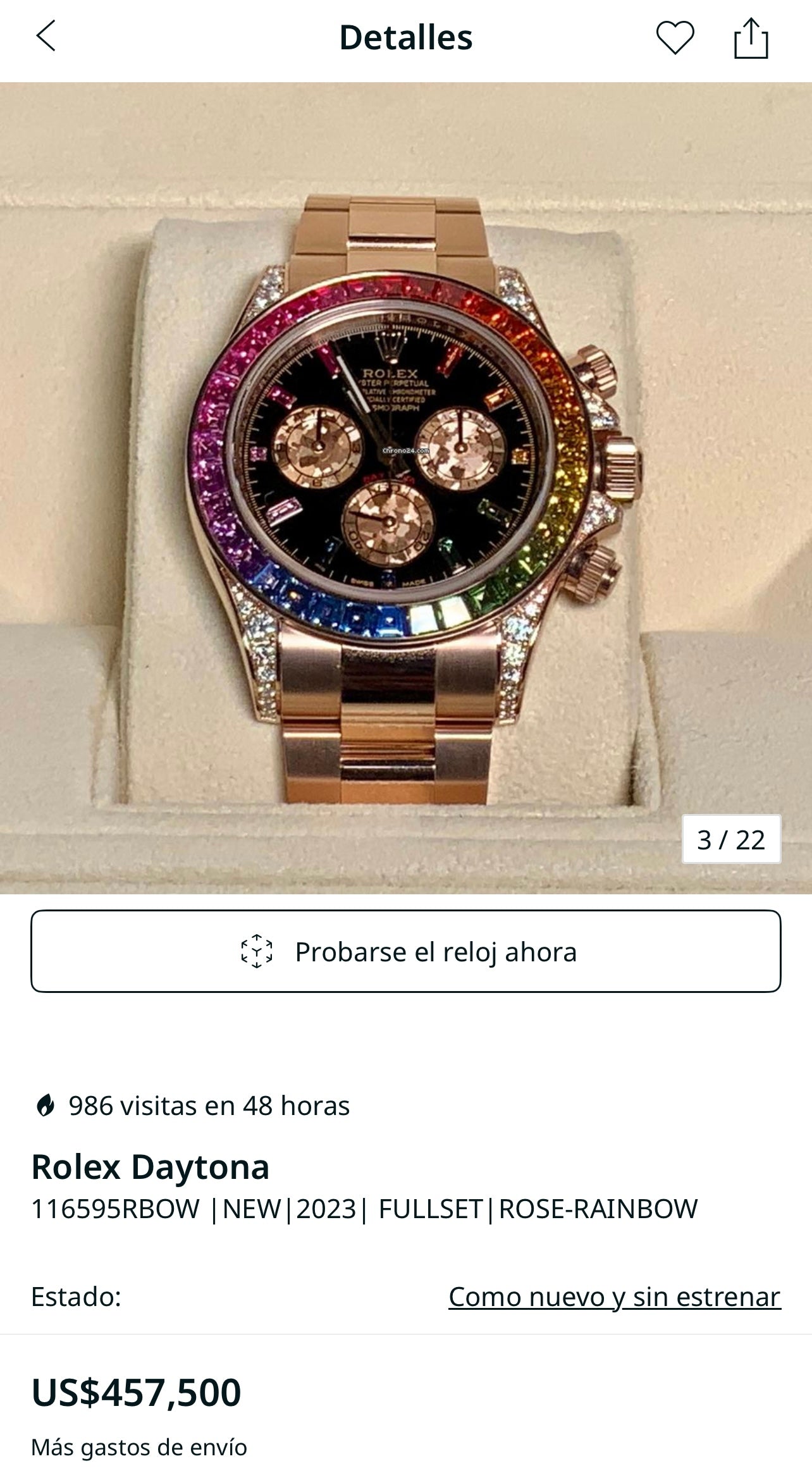 Rolex Daytona Rainbow Factory Setting with diamond Lugs Mint Condition