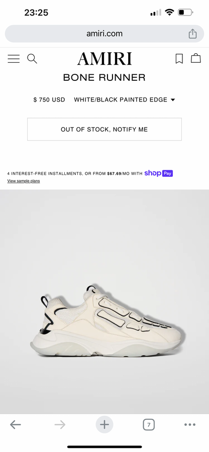 AMIRI Bone Runner / White Black Painted edge