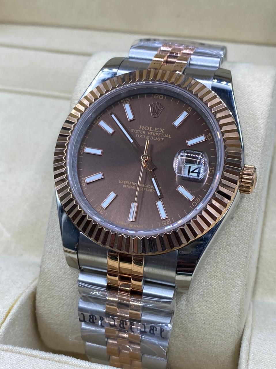 Rolex Datejust Two Tone 18k Rose Gold Chocolate Dial 126331