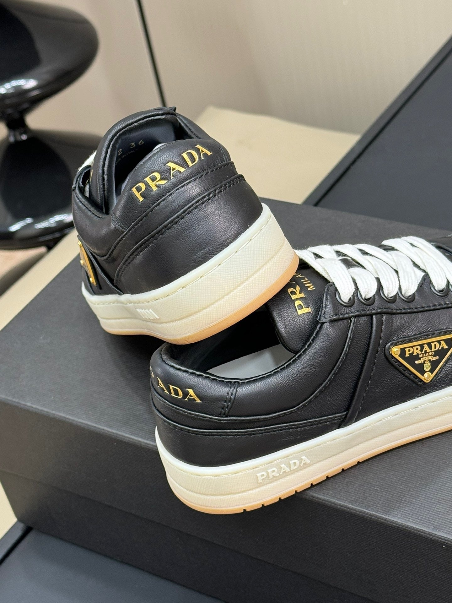 PRADA Downtown nappa leather sneakers - UNISEX