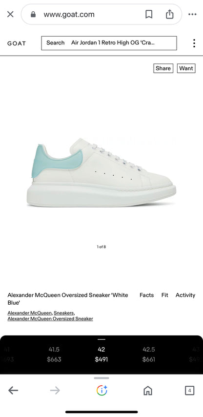 Alexander McQueen Oversized Sneakers White Blue