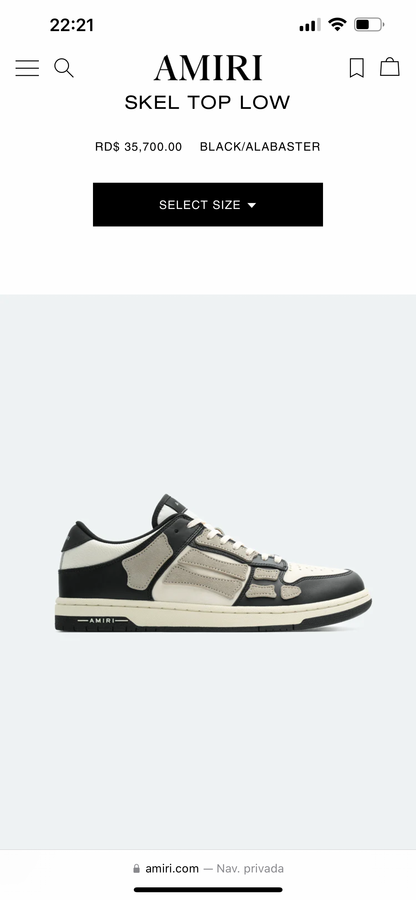 AMIRI - SKEL LOW TOP BLACK/ALABASTER