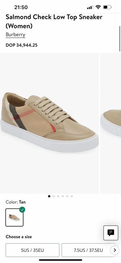 Burberry Salmond Check Low Top Sneaker