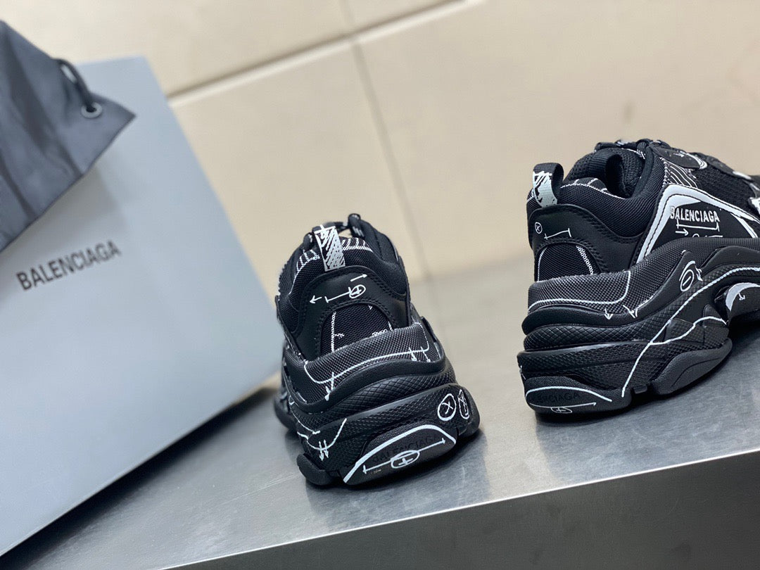 Balenciaga TRIPLE S SKETCH SNEAKER IN BLACK