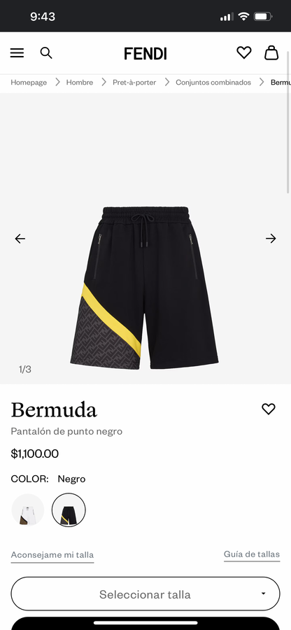 FENDI PANTALON CORTO NEGRO