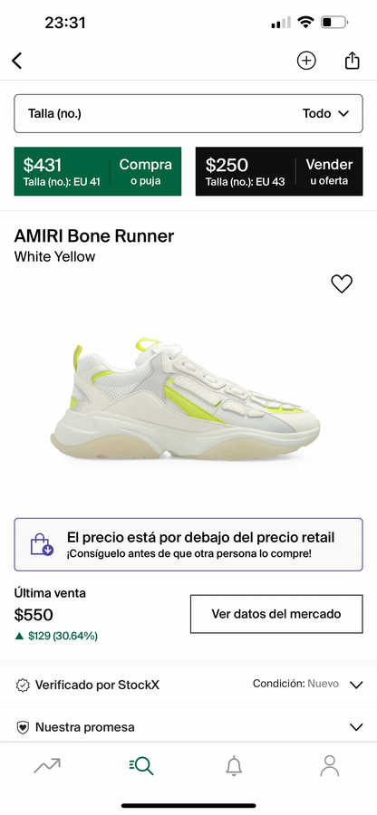 AMIRI Bone Runner white yellow Neon