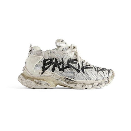 BALENCIAGA RUNNER GRAFFITI SNEAKER IN WHITE