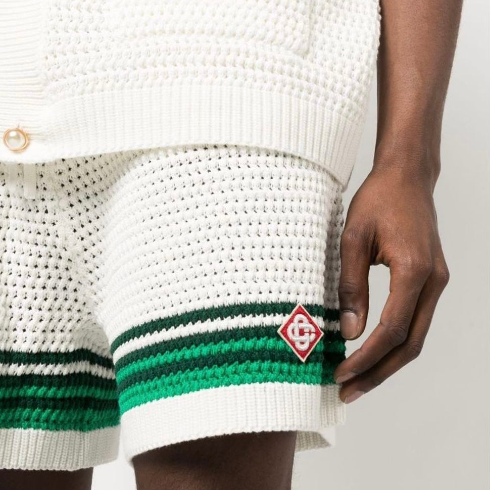 CASABLANCA White-Green CROCHET SHORTS