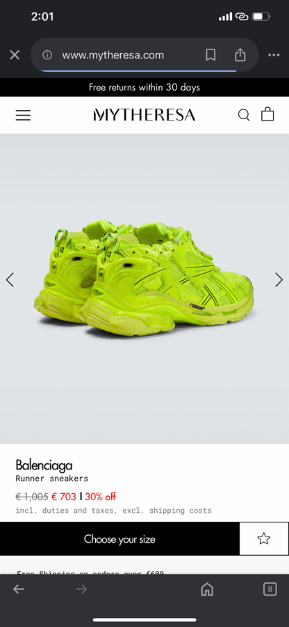 BALENCIAGA RUNNER Fluorescent Yellow