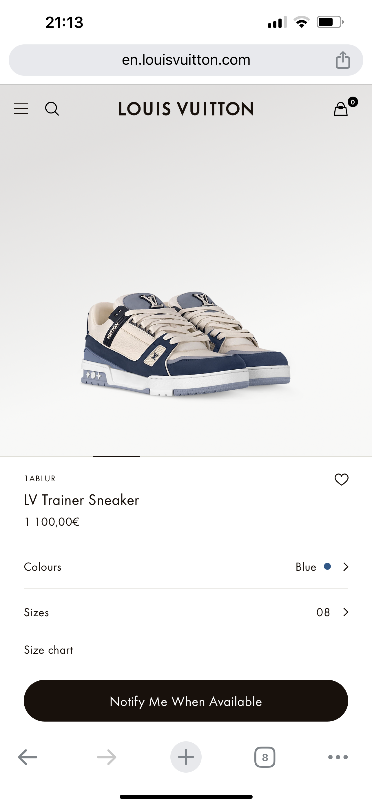 LV Trainer Sneaker 1ABLUR