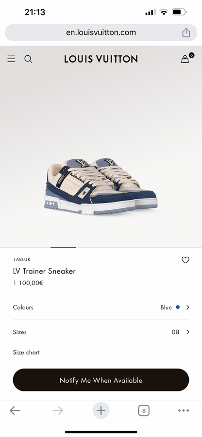 LV Trainer Sneaker 1ABLUR