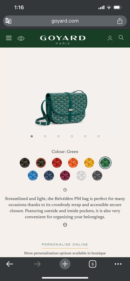 GOYARD Belvedere PM GREEN