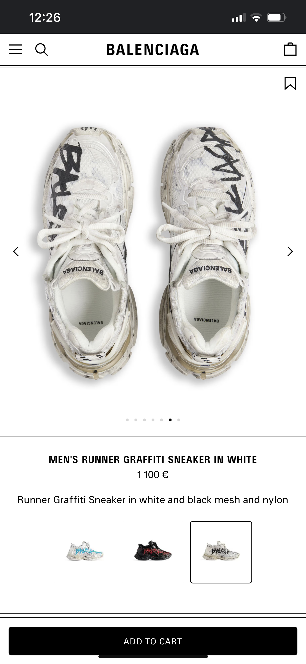 BALENCIAGA RUNNER GRAFFITI SNEAKER IN WHITE