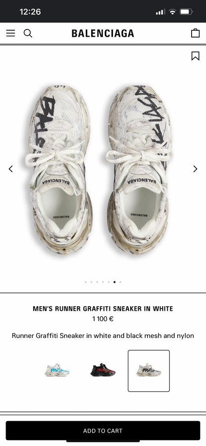 BALENCIAGA RUNNER GRAFFITI SNEAKER IN WHITE