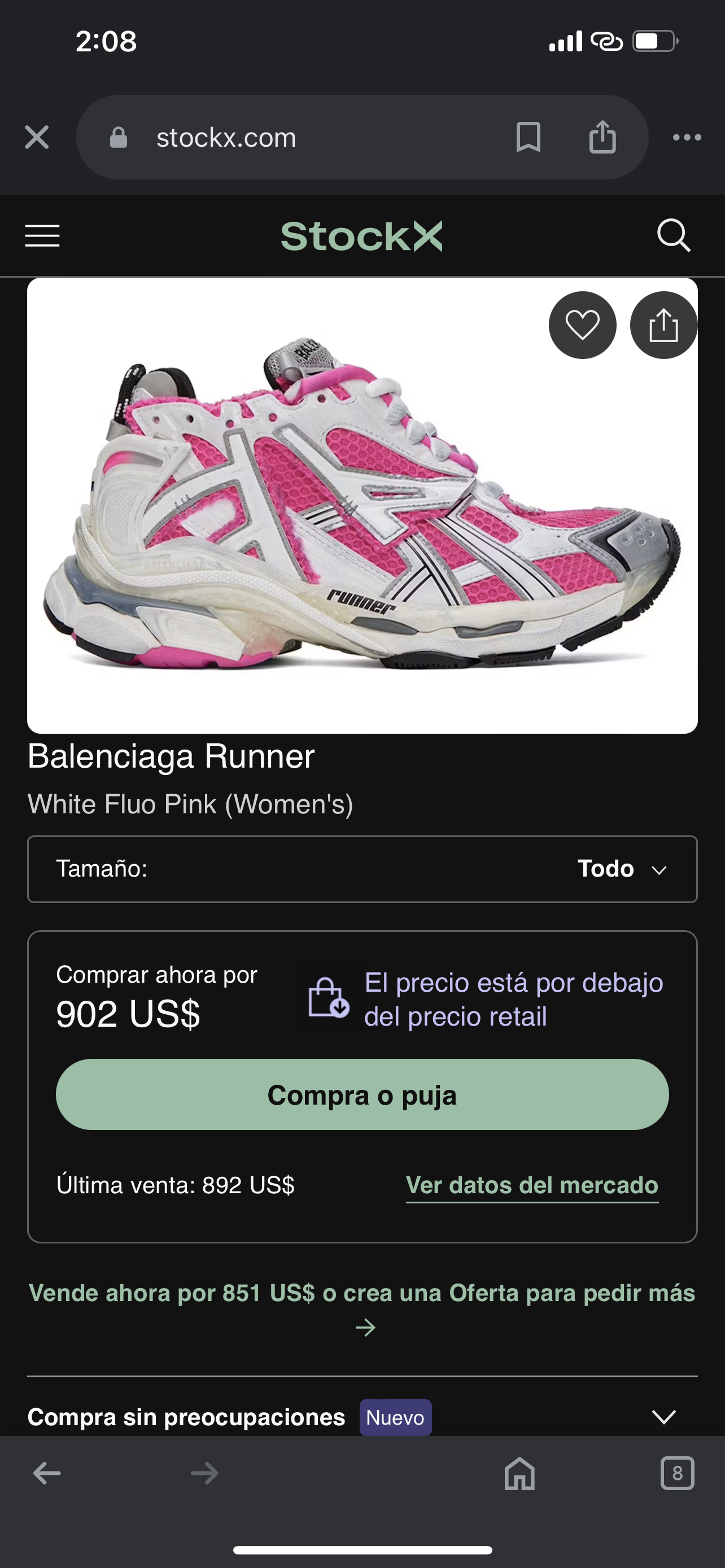 BALENCIAGA RUNNER White Flou Pink