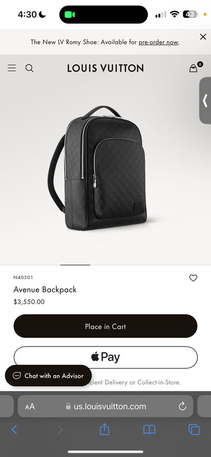 LV AVENUE BACKPACK N40501