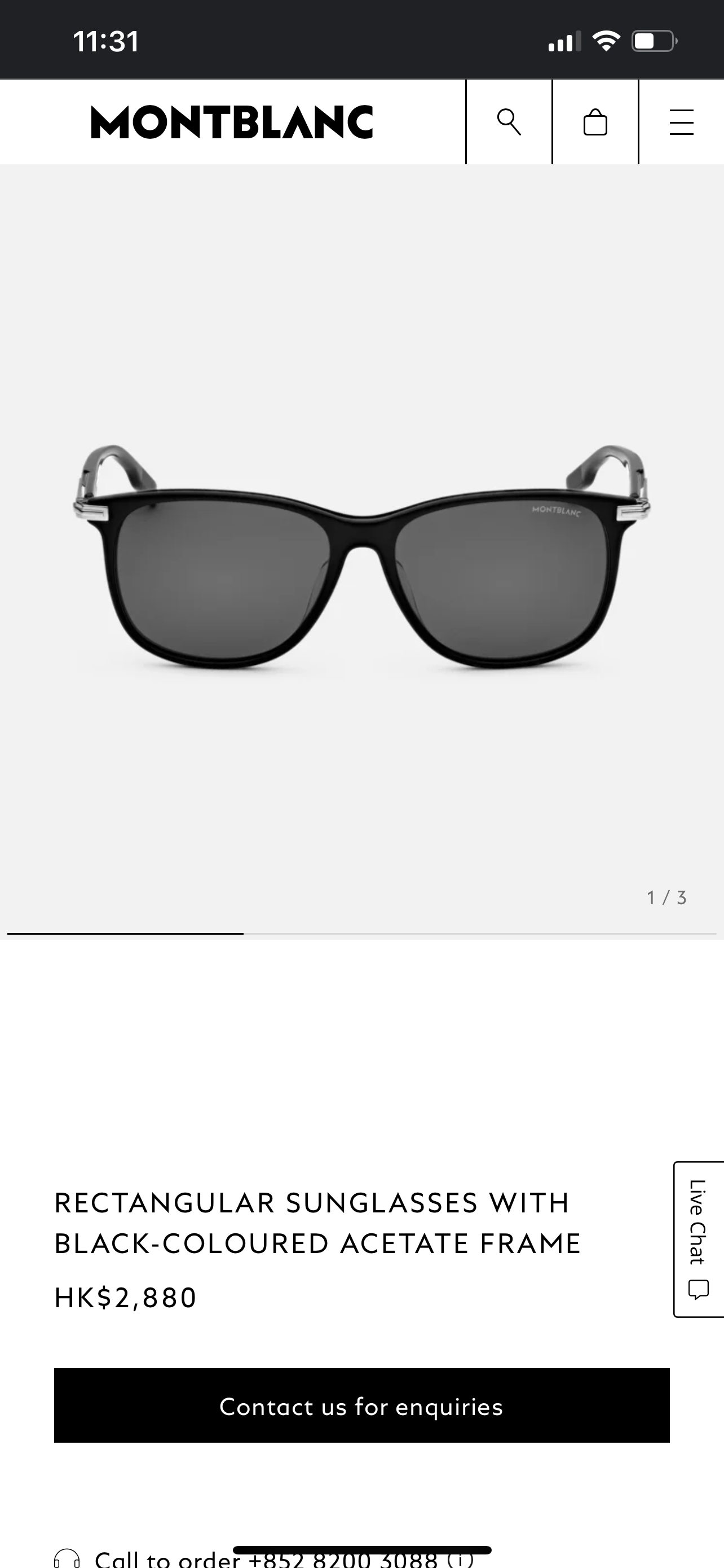 MONT BLANC RECTANGULAR SUNGLASSES WITH BLACK-COLOURED ACETATE FRAME