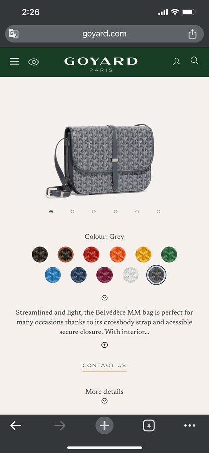 GOYARD Belvedere MM Bag Grey