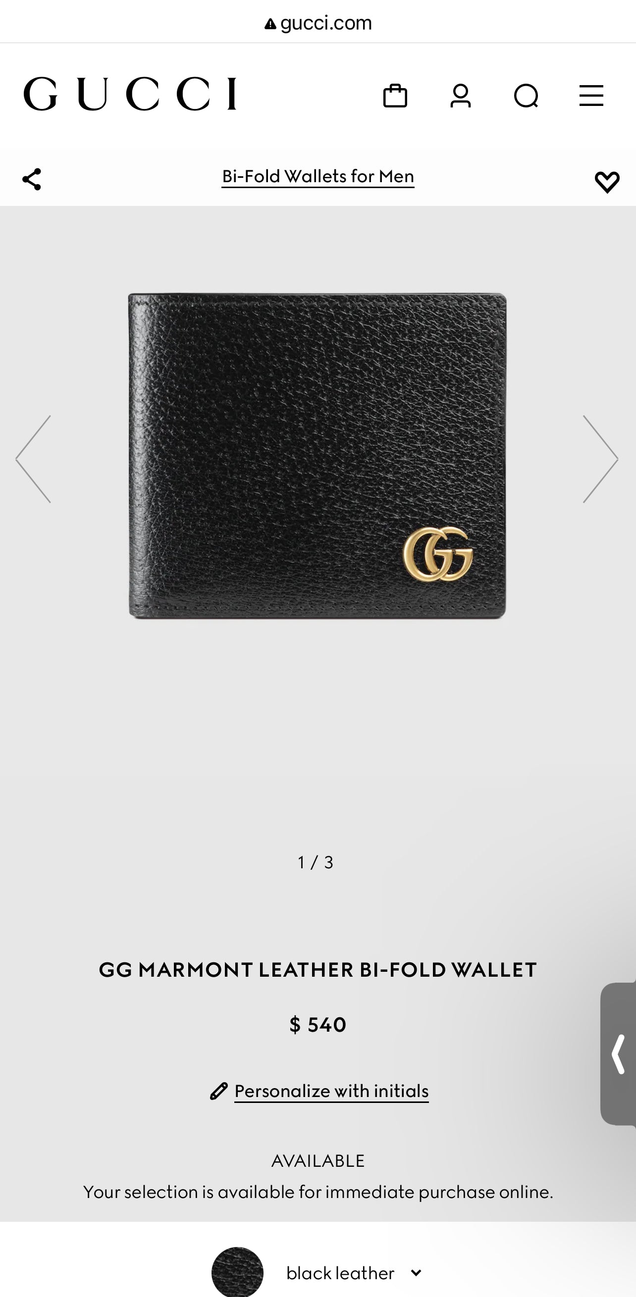 GG MARMONT LEATHER BI-FOLD WALLET