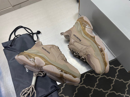 Balenciaga TRIPLE S CLEAR SOLE SNEAKER IN BROWN