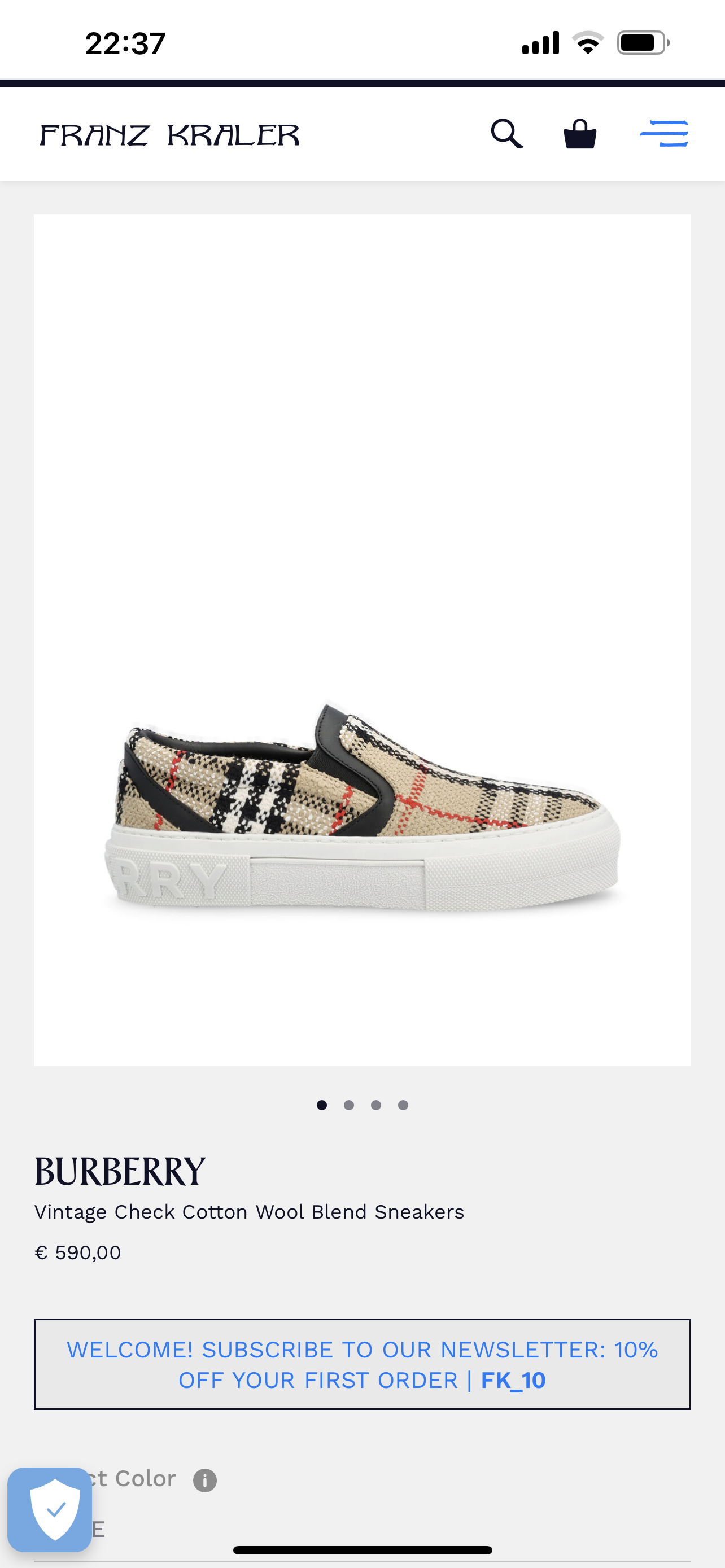 BURBERRY Vintage Check Cotton Wool Blend Sneakers