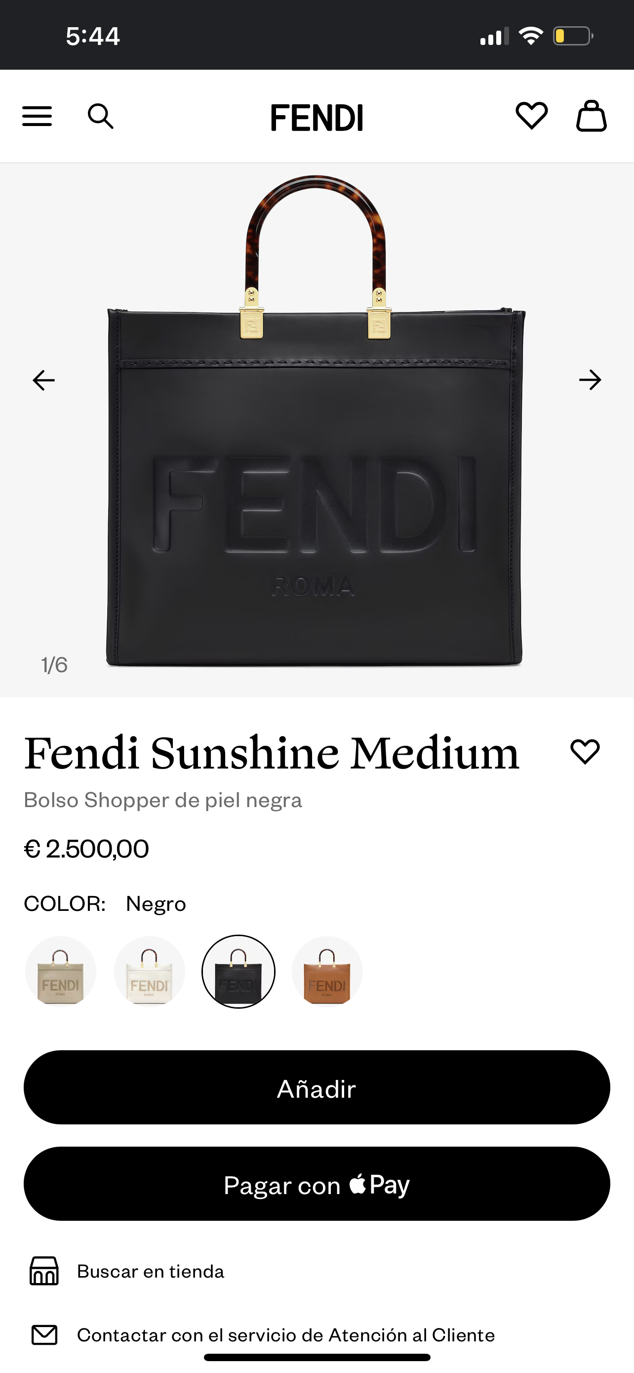 FENDI Sunshine midium tote bag black