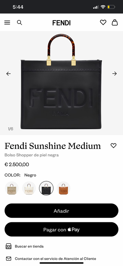 FENDI Sunshine midium tote bag black