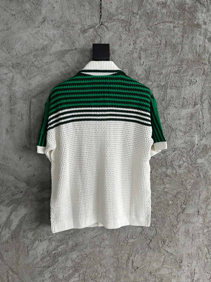 CASABLANCA White-Green CROCHET SHIRTS