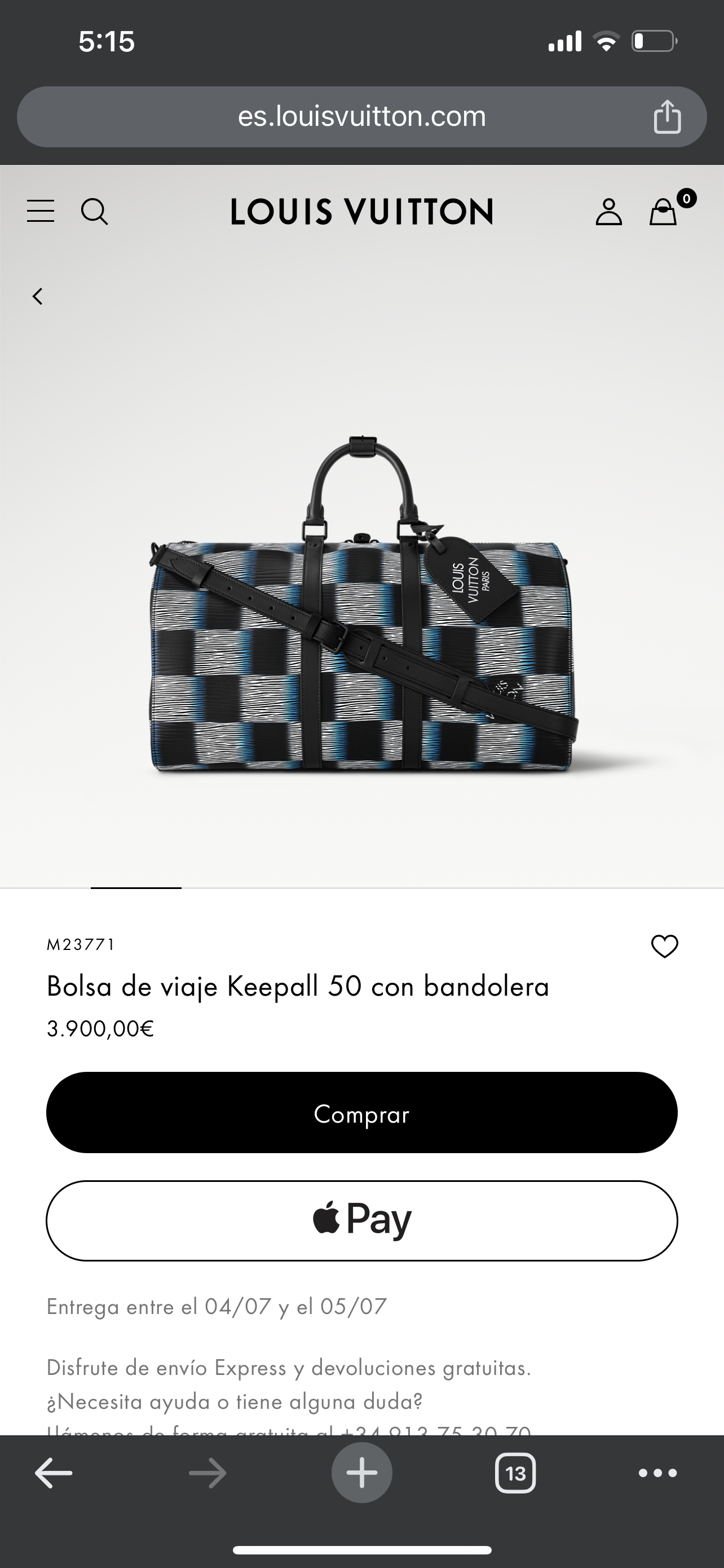 LV Keepall con bandolera 50cm M23771