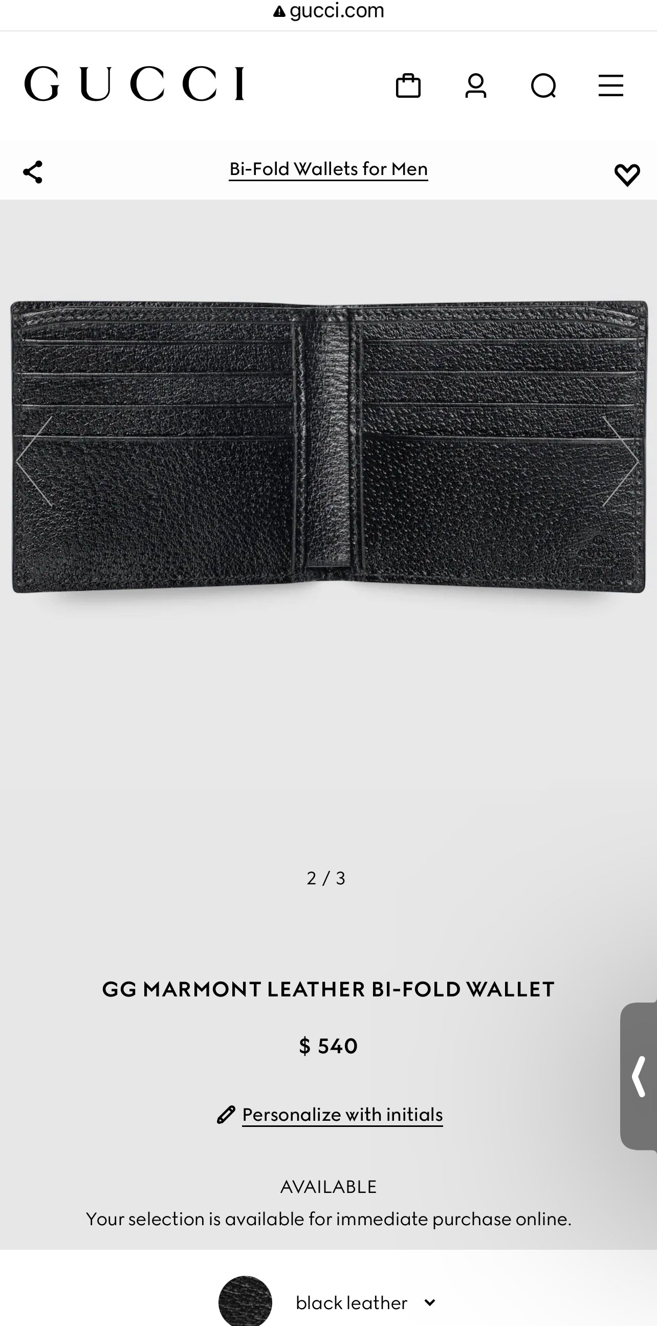 GG MARMONT LEATHER BI-FOLD WALLET