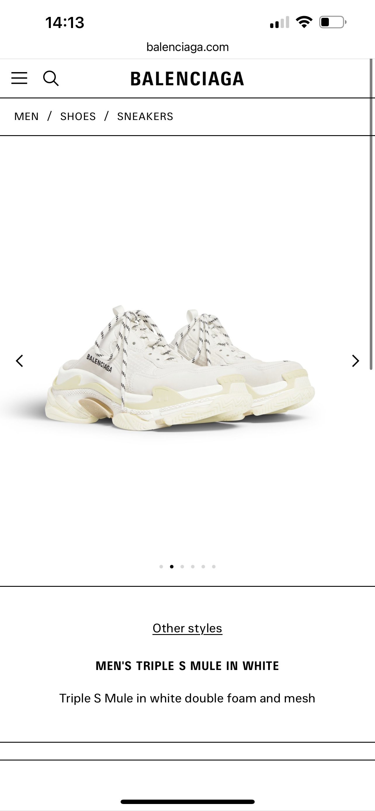 Balenciaga TRIPLE S MULE IN WHITE