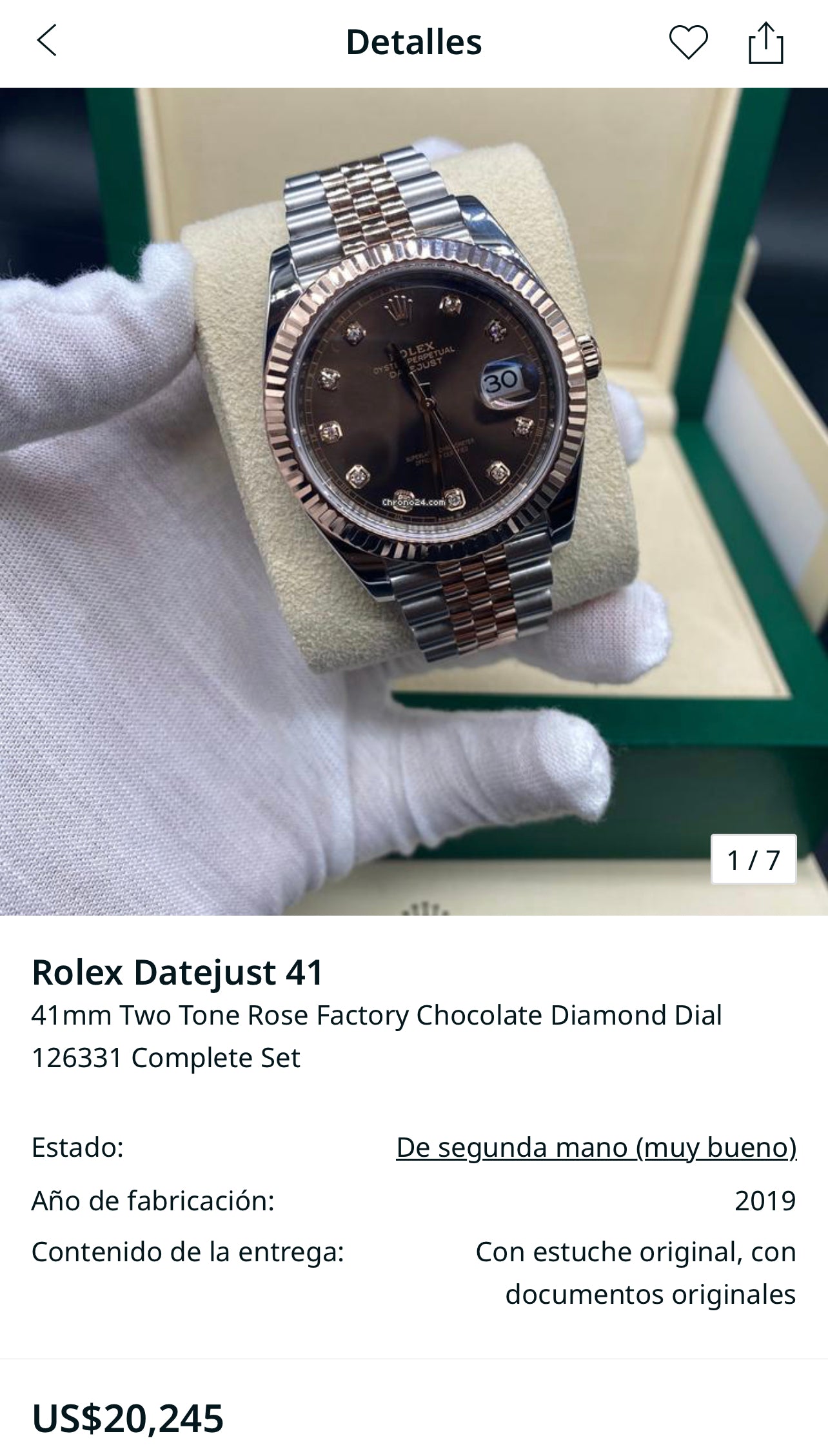 Rolex Datejust Two Tone Rose Factory Chocolate Diamond Dial 126331