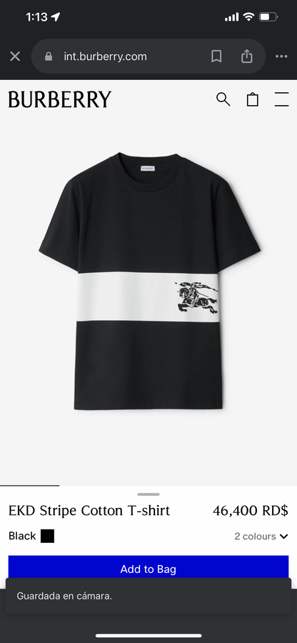 BURBERRY EKD Stripe Cotton T-shirt (Varios colores)