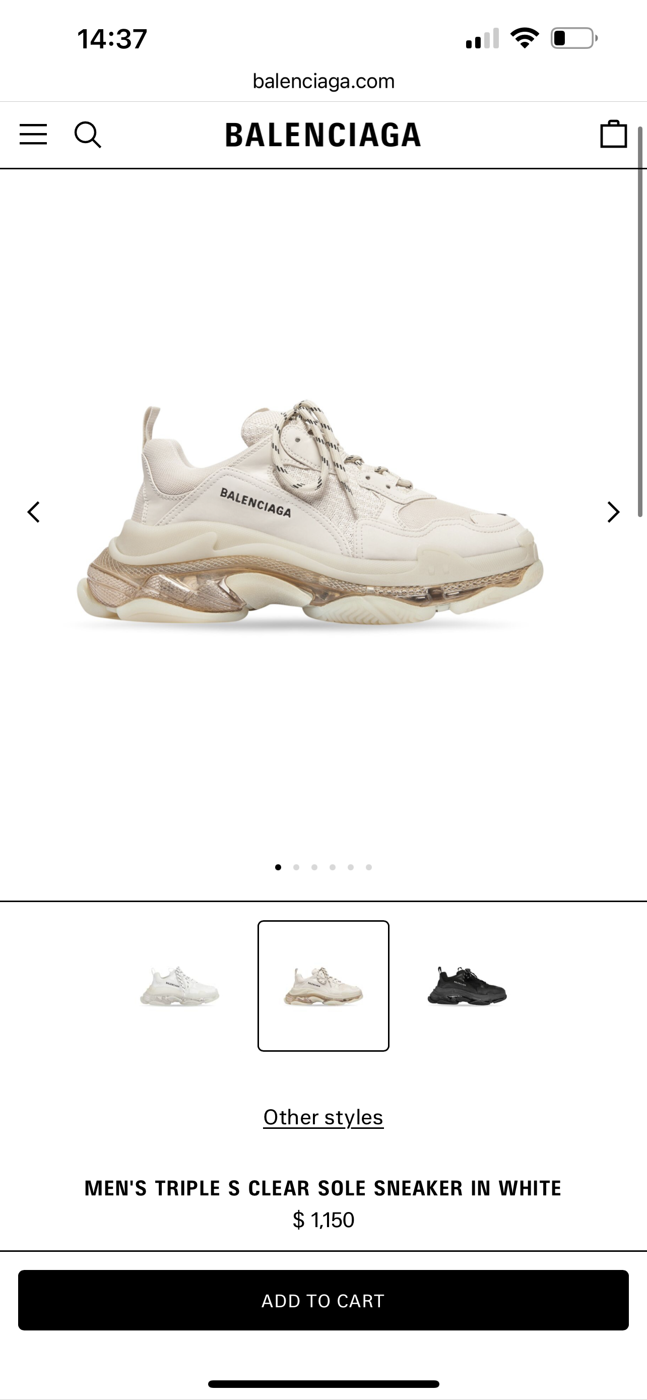 Balenciaga TRIPLE S CLEAR SOLE SNEAKER IN WHITE