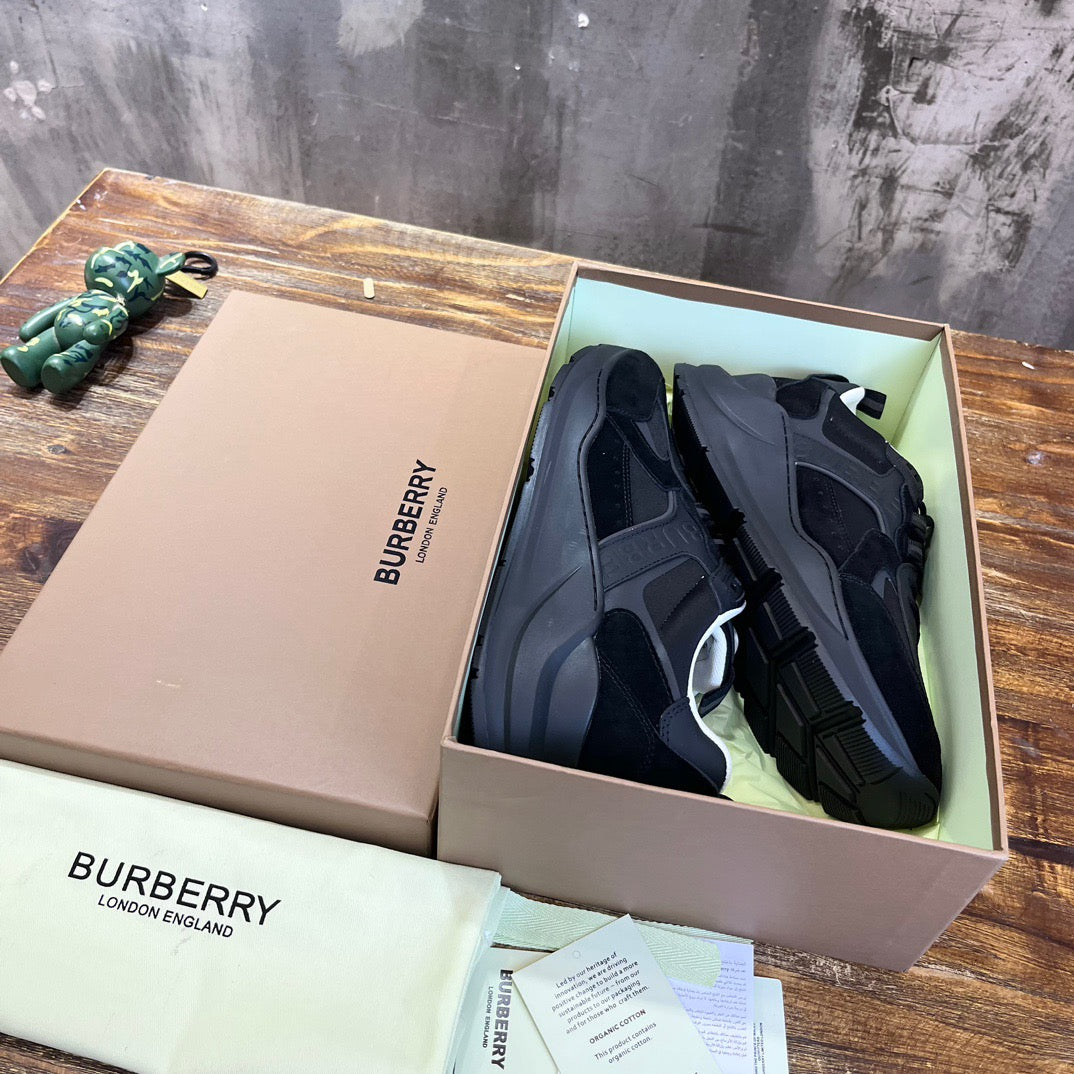 Burberry Black And Check Print Trainer