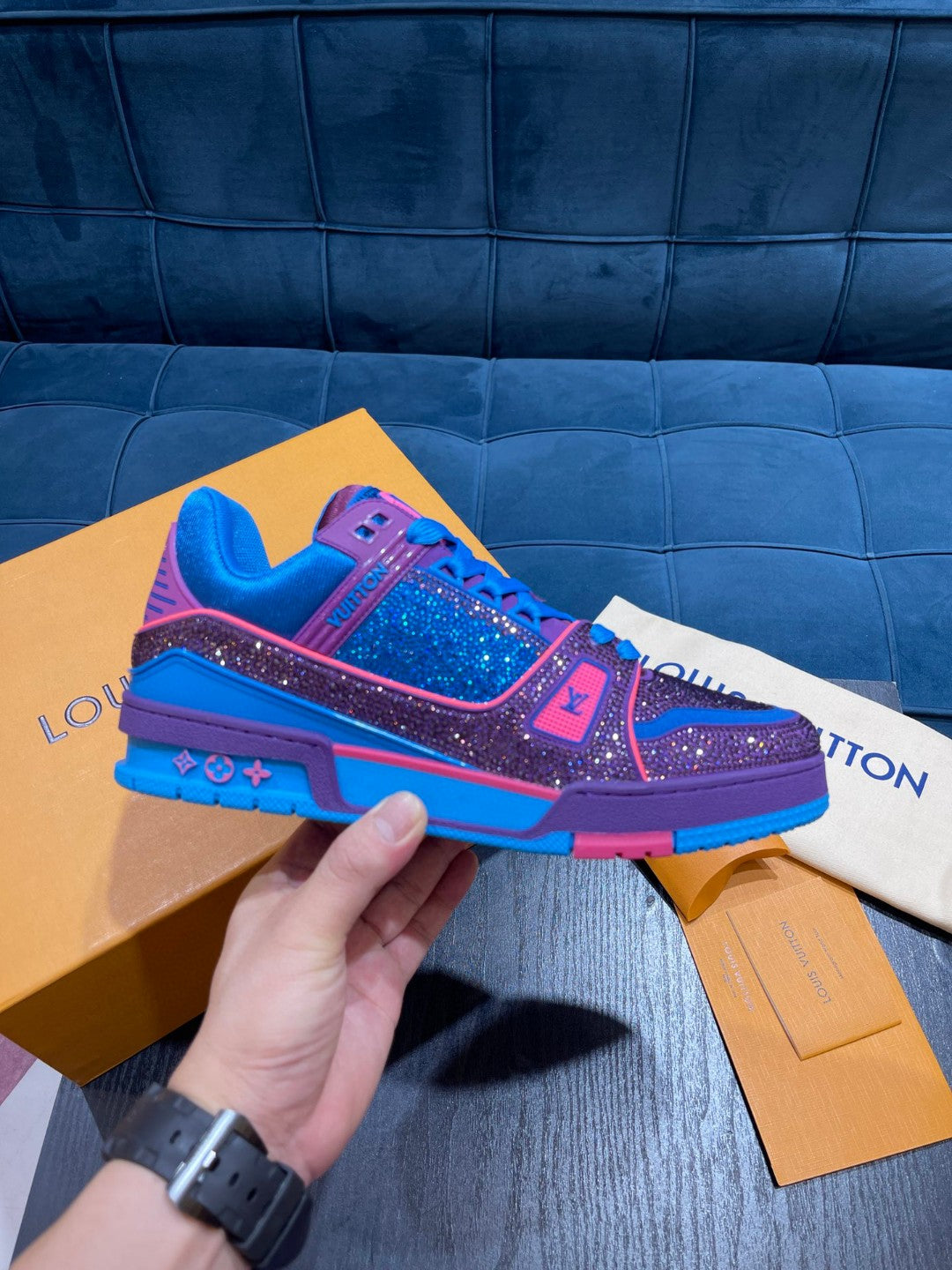 LV Trainer Sneaker BLUE PURPLE Crystals 1A9JWH