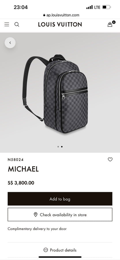 LV MICHAEL BACKPACK N58024