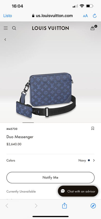 LV Duo Messenger Navy Autures Cuirs M45730