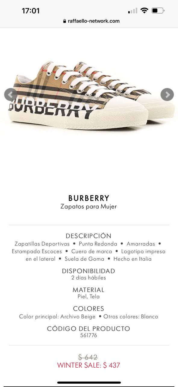 BURBERRY Letters Check Cotton Sneaker