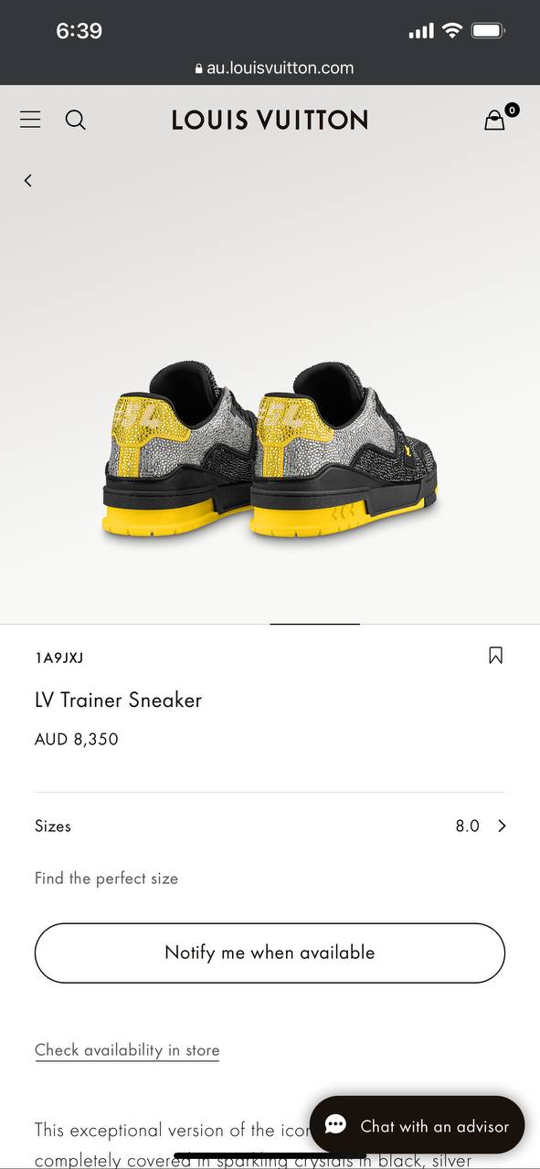 LV Trainer YELLOW BLACK Crystals 1A9JXJ