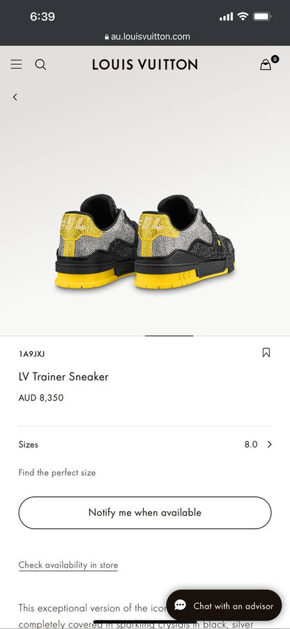 LV Trainer YELLOW BLACK Crystals 1A9JXJ